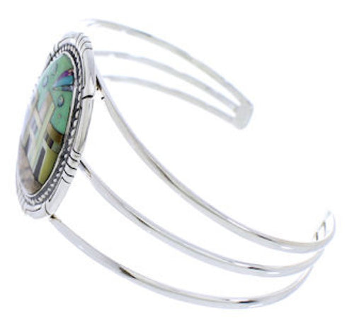 Multicolor Silver Native American Village Design Cuff Bracelet MX27454